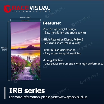 IRB Series Indoor LED Display ¢ 7680Hz High Refresh, 1.9mm ¢ 3.9mm Pixel Pitch, Opsi Panel melengkung, Crash-Proof & Desain Modular Bebas Alat