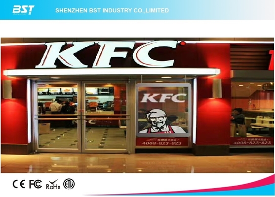 P5mm Transparan LED Screen Display, Kaca Fleksibel iklan led layar bentuk berbeda