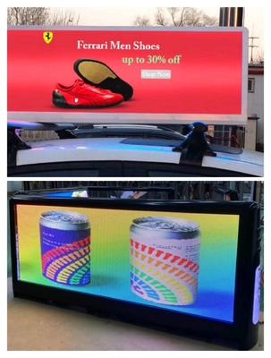 Full Color P2.5 Taxi Top LED Display Outdoor High Brightness 3000nits Layar LED Di siang dan malam hari
