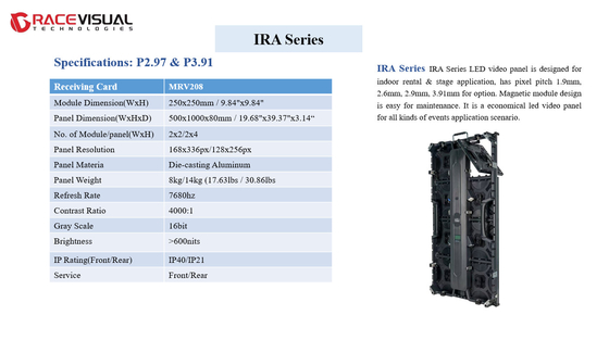 Panel video LED berwarna penuh 500*500mm/500*1000mm Kecerahan 600 nits