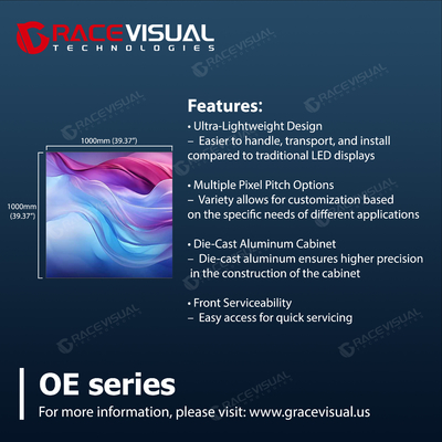 IP65/IP54 Rating OE Series LED Display Ultra Lightweight dan Mudah untuk Splice dengan rasio kontras tinggi 4000 1
