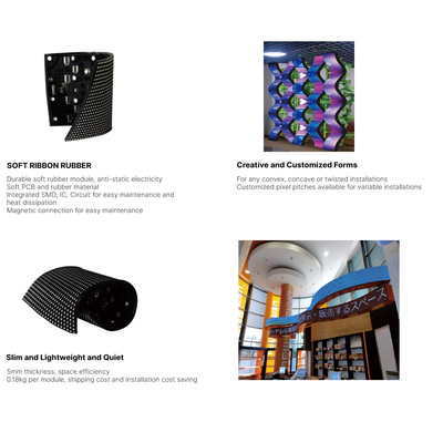 FX seri Soft Rubber LED Display Module, Konveksi, Konkaf atau Twisted Module yang tersedia