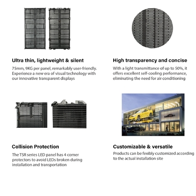 TSR Series P3.9-7.8 Transparan Rental LED Display, desain panel die casting, ringan