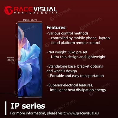 Remote Control IP Series Portable LED Display 1.2 2.5mm Pixel Pitch Ultra-Slim 35kg Desain Mobile Cloud Access IP40/IP21 Peringkat