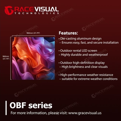 ≥5500nits HD Resolution Outdoor LED Display Panel   OBF Series Slim Die-Cast Design untuk dinding langit-langit dan pilar instalasi