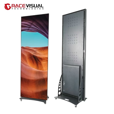 3840hz Tingkat refresh tinggi Berat cahaya Indoor Full Color LED Poster Screen 48kg/piece Dengan Roda Totem